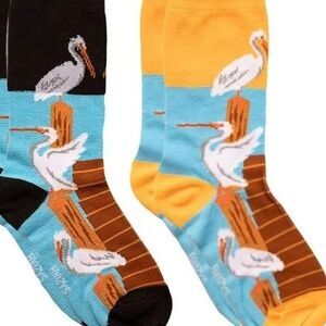 Pelican Nautical Womens Socks Coastal Bird Gift Florida Cruise Boating 2 PAIRS